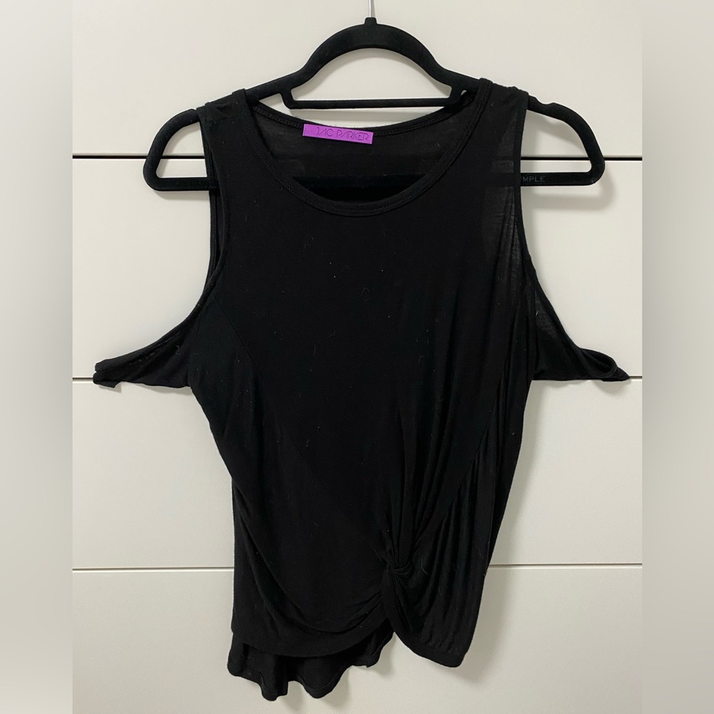 Soft black cold shoulder top